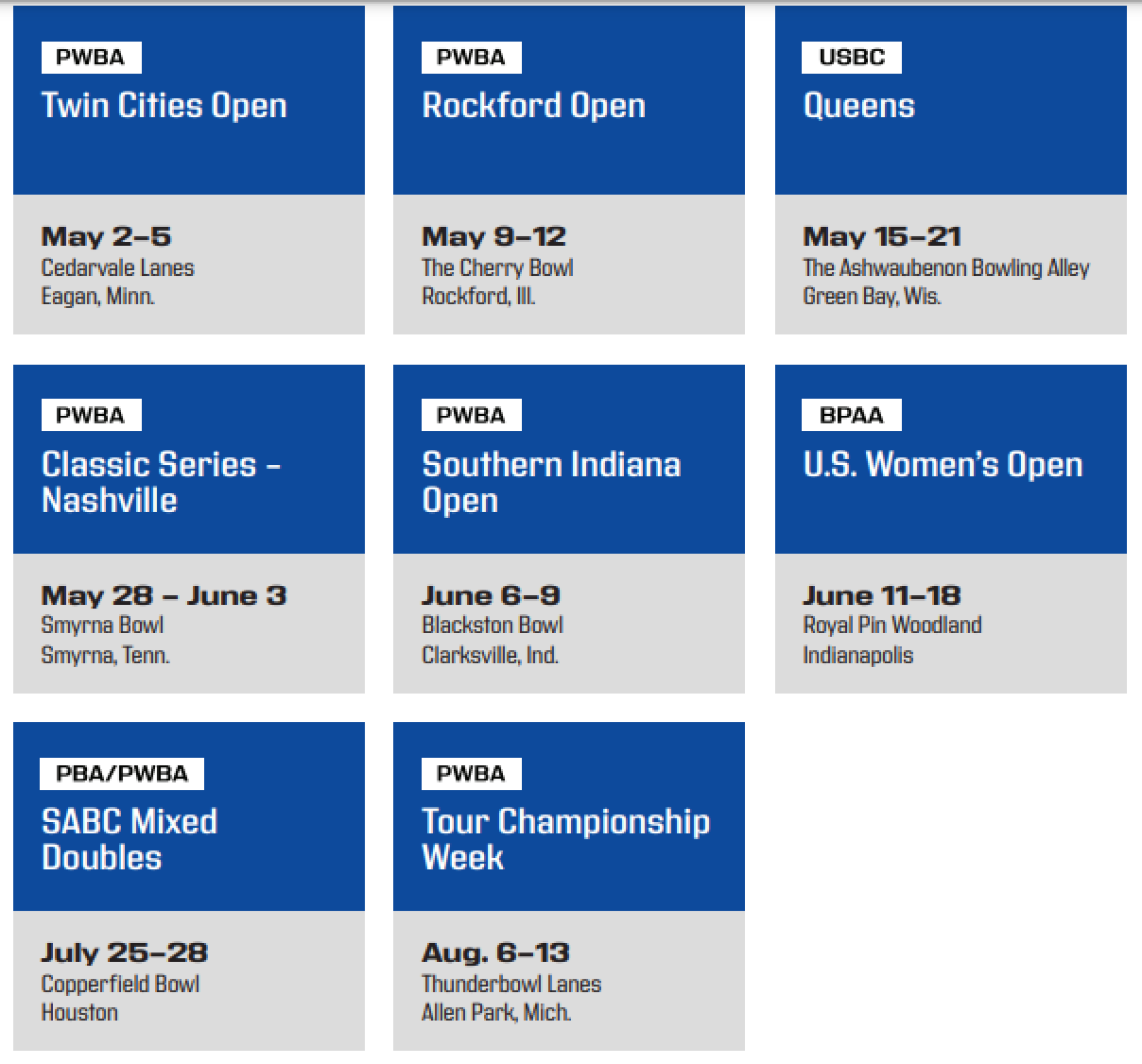 pwba tour championship schedule